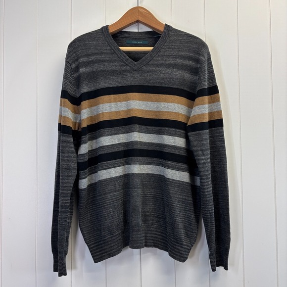 Perry Ellis Other - Perry Ellis Mens V-Neck Preppy Striped V-Neck Sweater Size L Business Casual